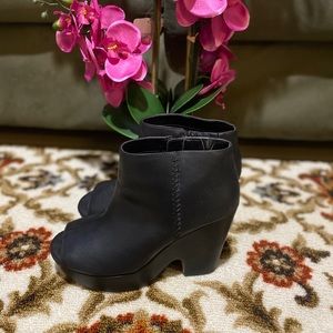Black open toe booties